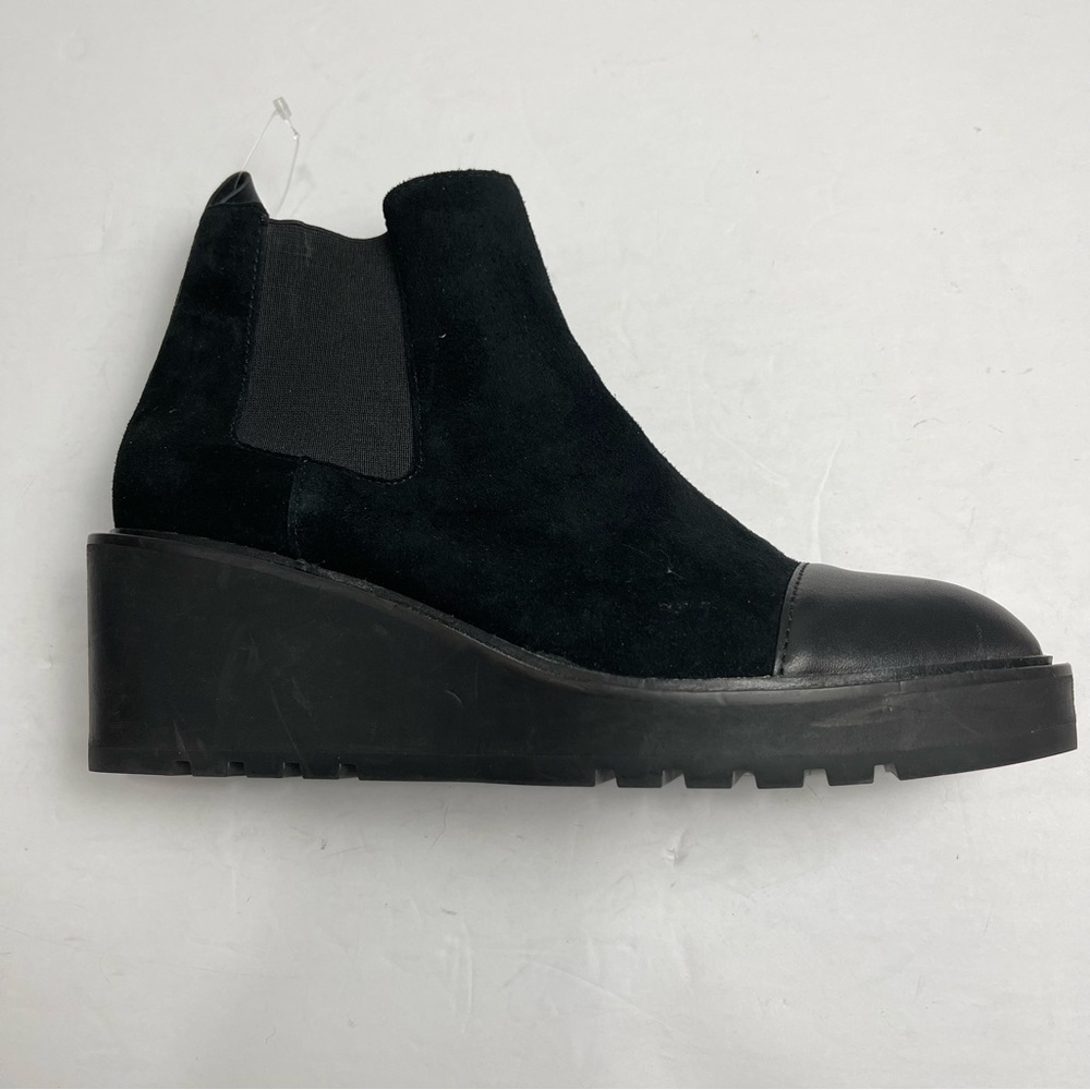 Cecelia New York Black Suede Leather Gemmain Chelsea Lug Boots- size 9.5M